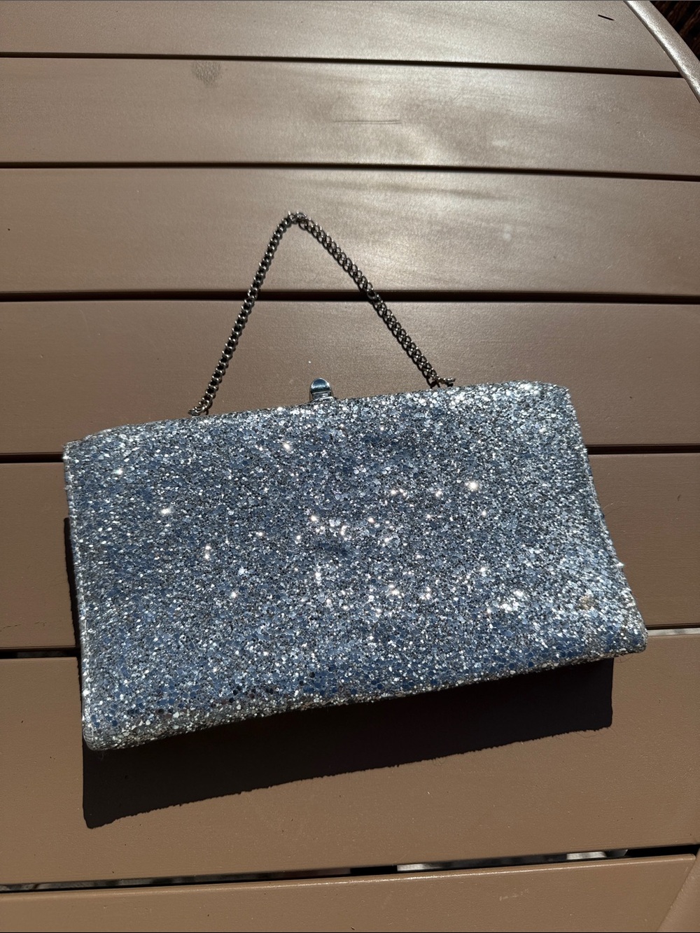 Vintage 1960s Silver Glitter Evening Bag Metro lift-lock clasp gatsby